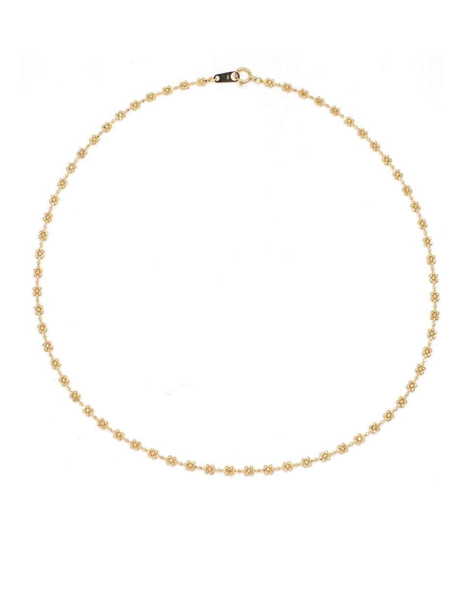 18k Gold Beaded Flower Choker Necklace
